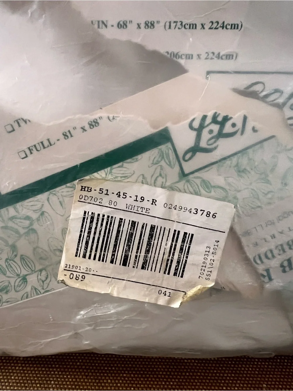 L.L. Bean Queen Size White Cotton Chambray Comforter Duvet Cover - NEW!